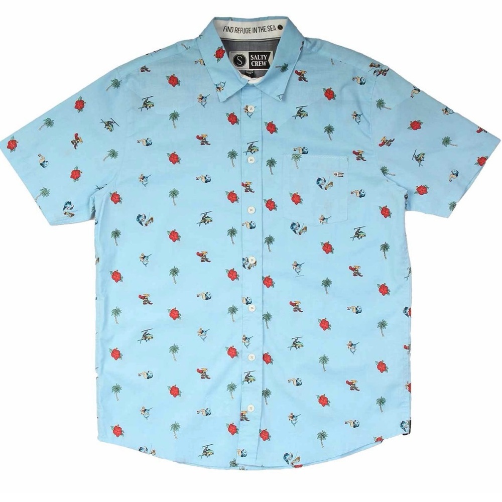 Salty Crew Men's rocks and docks short sleeve button down Shirt size medium